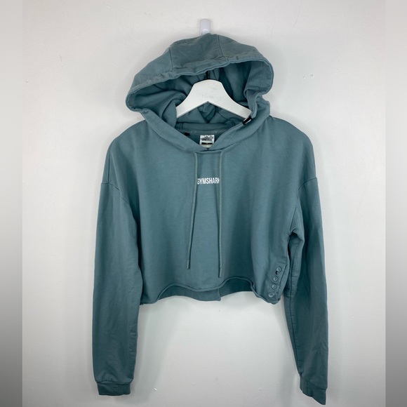 Gymshark Sweaters - Gymshark cropped blue hooded sweater